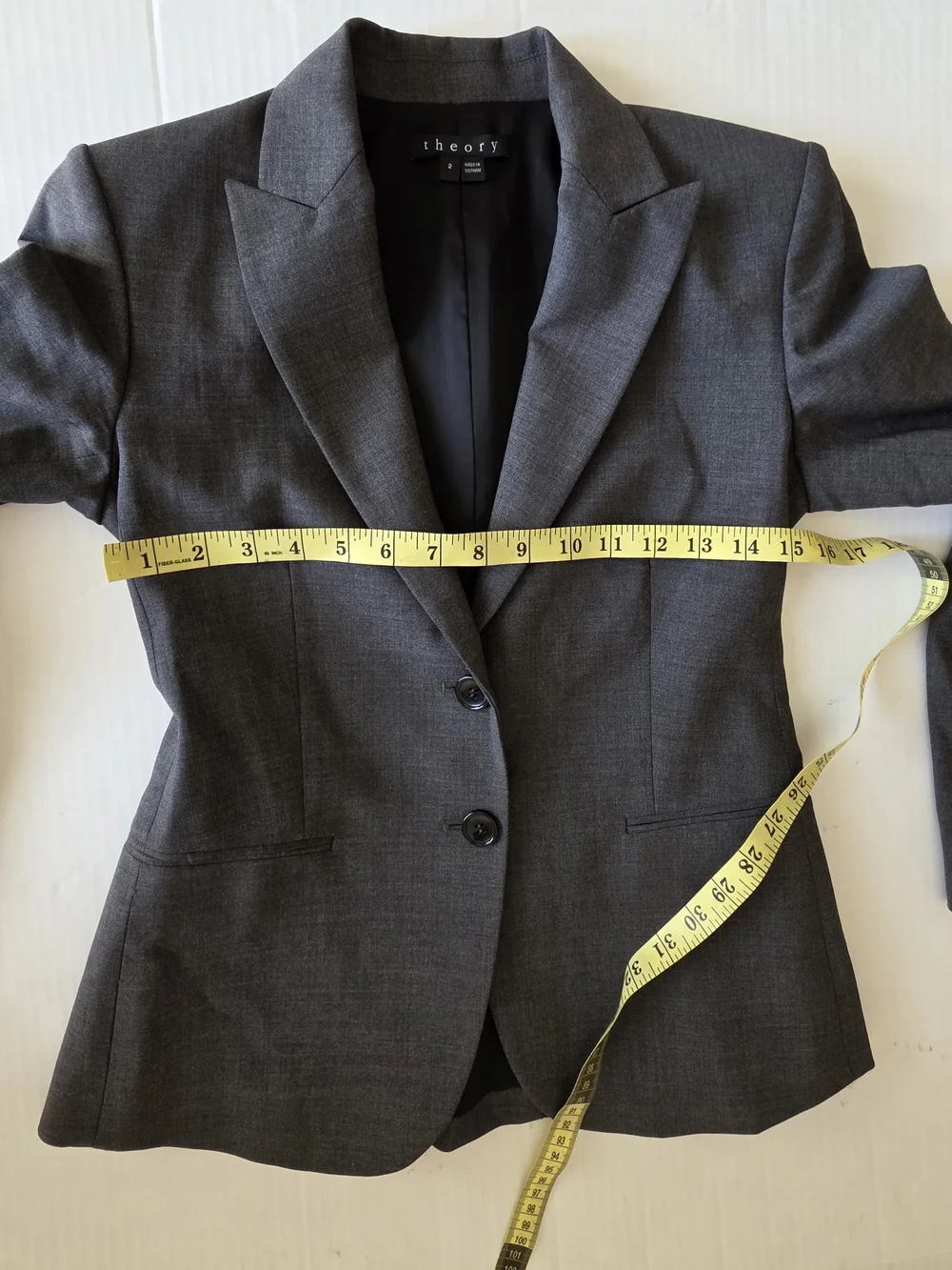 Theory Charcoal Gray Wool blend Two-button Women Blazer Tailored Corporate Chic